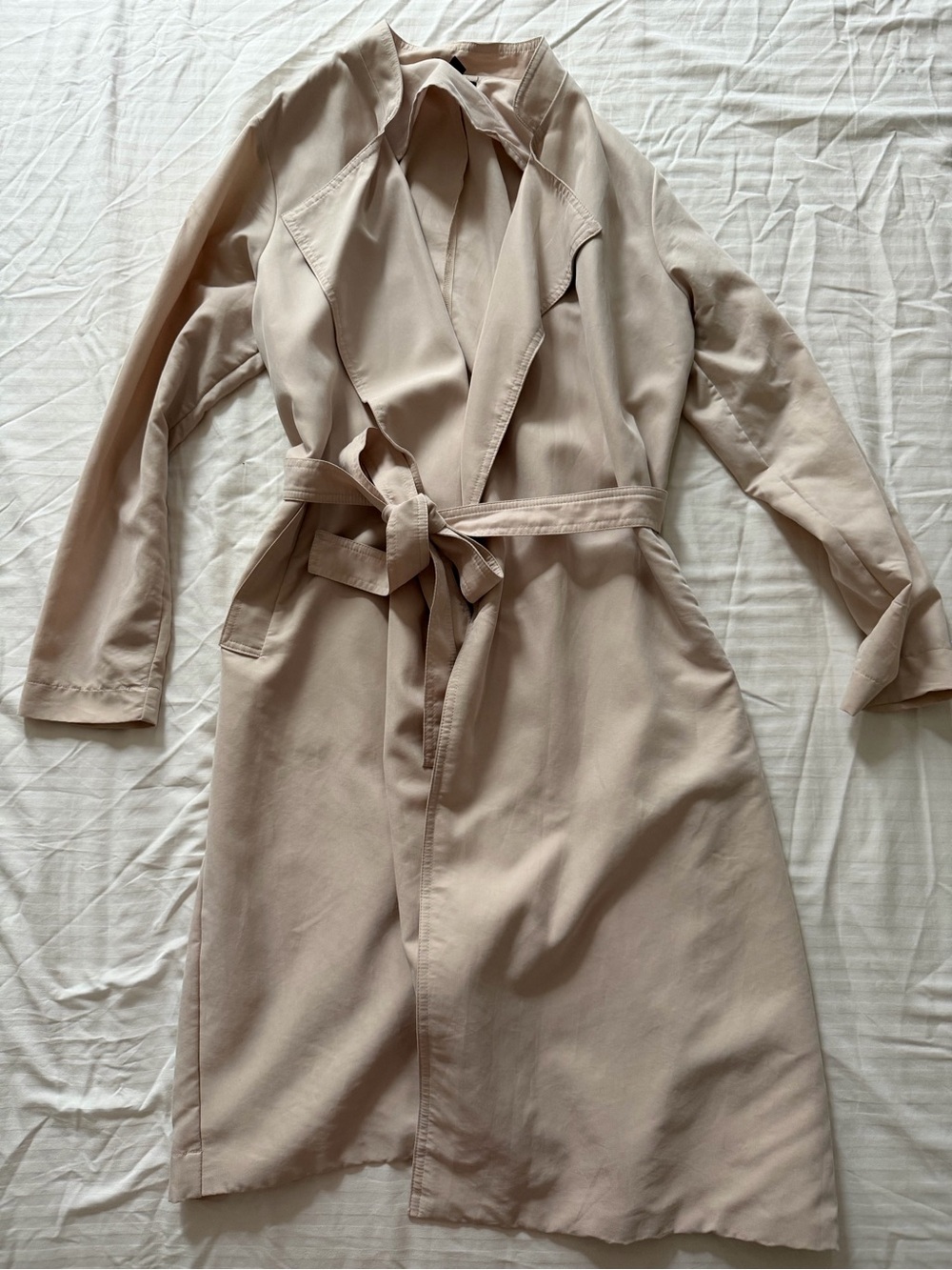 American Apparel Women's Beige Trench Coat with Belt (Size S)